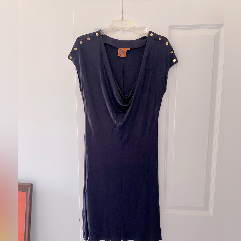 Tory Burch navy dress with gold buttons
